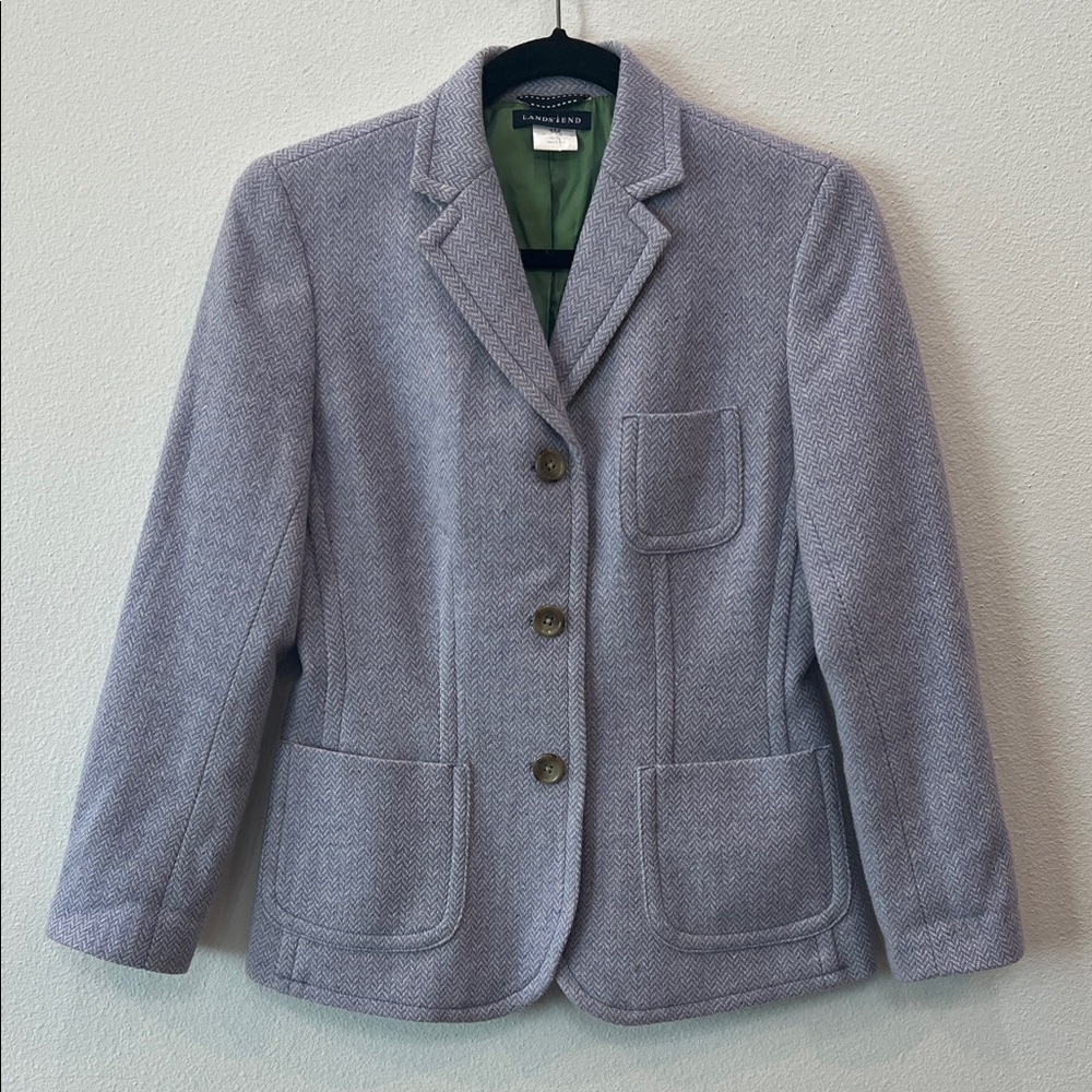 VINTAGE Lands' End Heather Gray Wool Blazer, Full Lining, Photo Sample-Wom sz9AR
